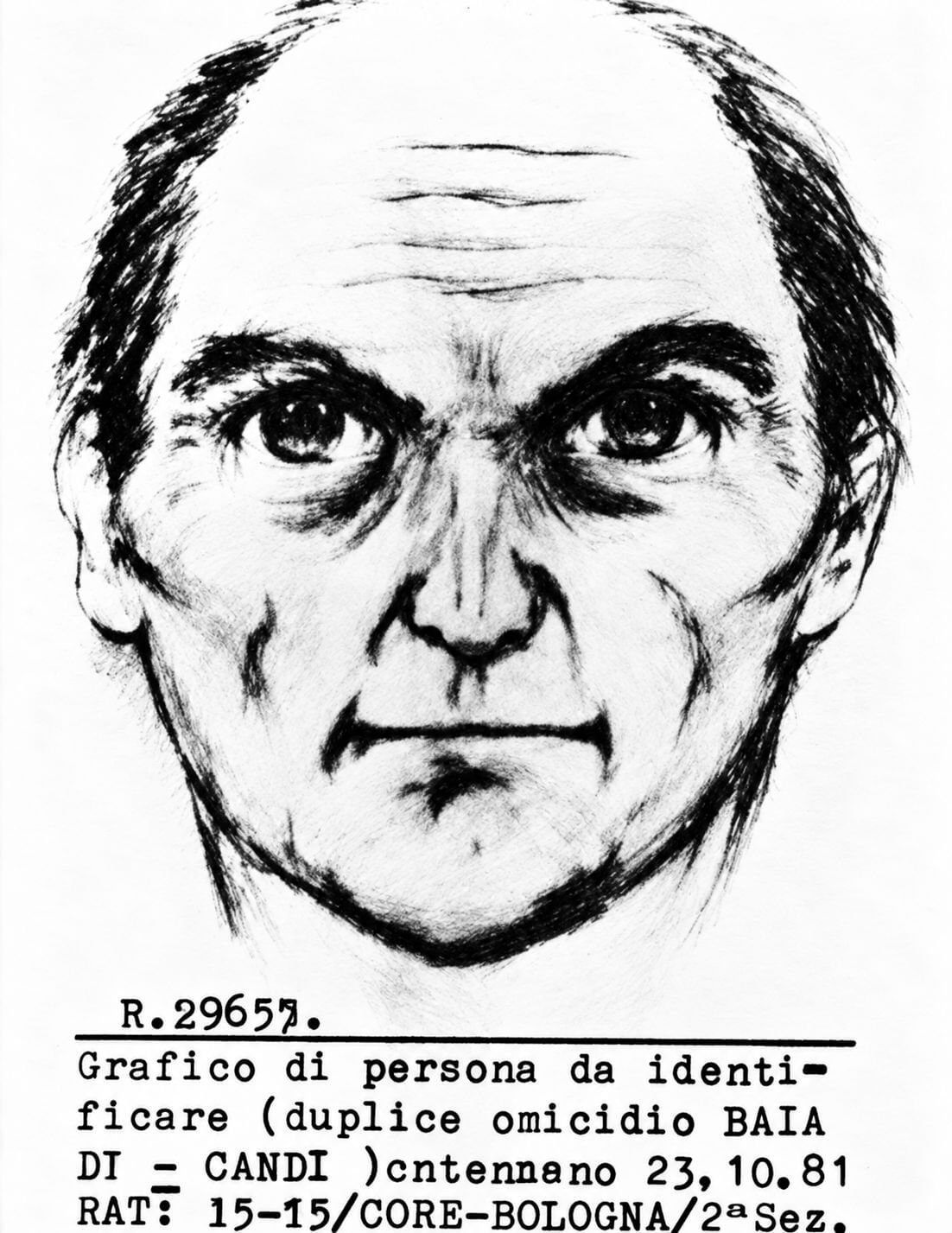 Primo identikit realizzato dopo il duplice omicidio di Calenzano del 1981